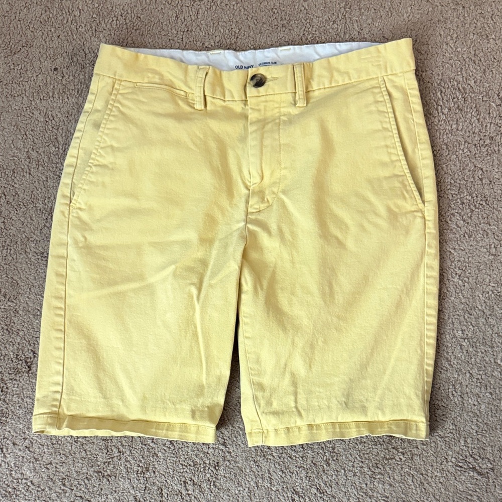 Yellow Men's Flat Front Shorts